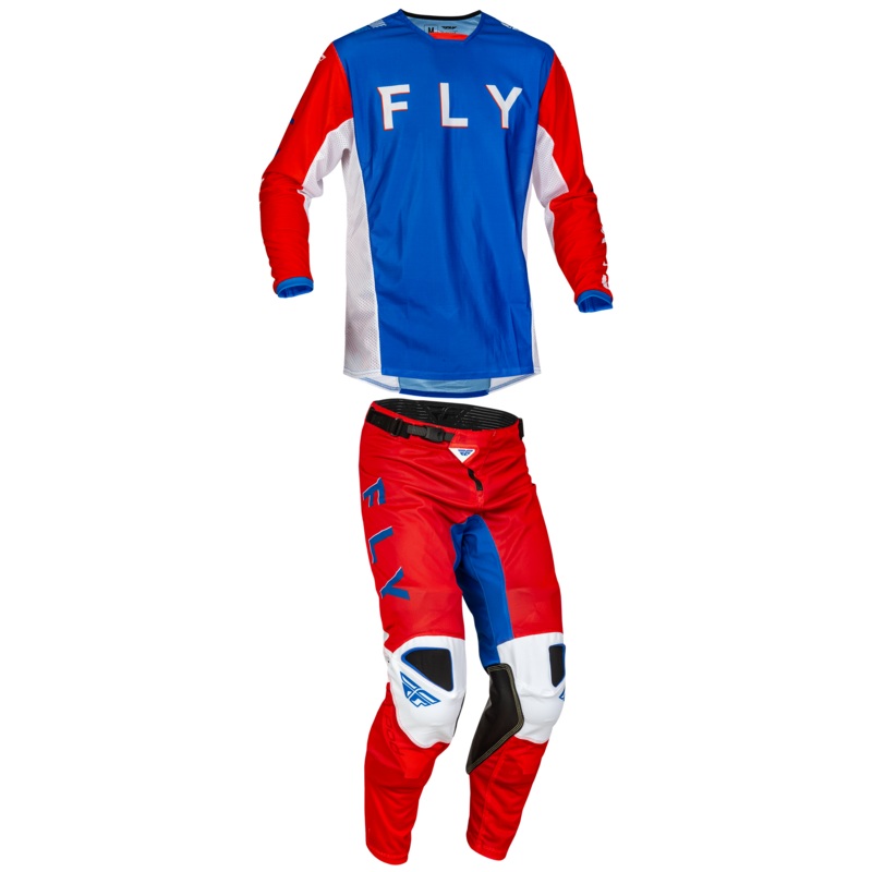 2023.5 Fly Racing Kinetic Mesh Kore Red/White/Blue Gear Combo – Adult