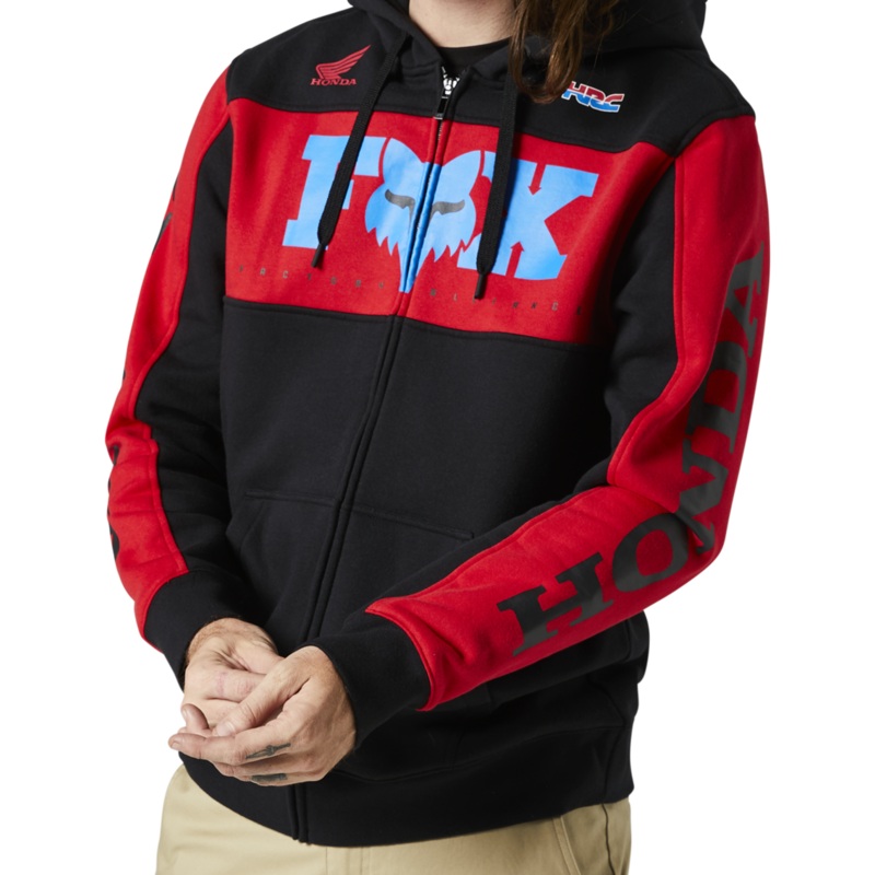 Fox Racing Honda Zip Fleece|Black/Red|Medium|Large|X-Large|2X-Large