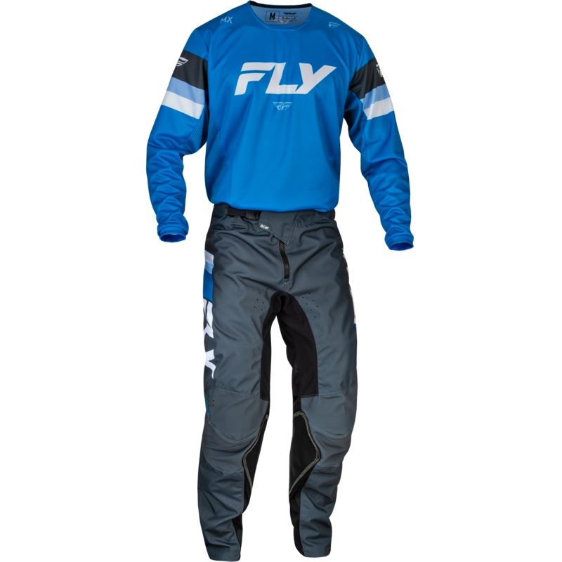 2024 Fly Racing Kinetic Prix Bright Blue/Charcoal/White Gear Combo – Adult