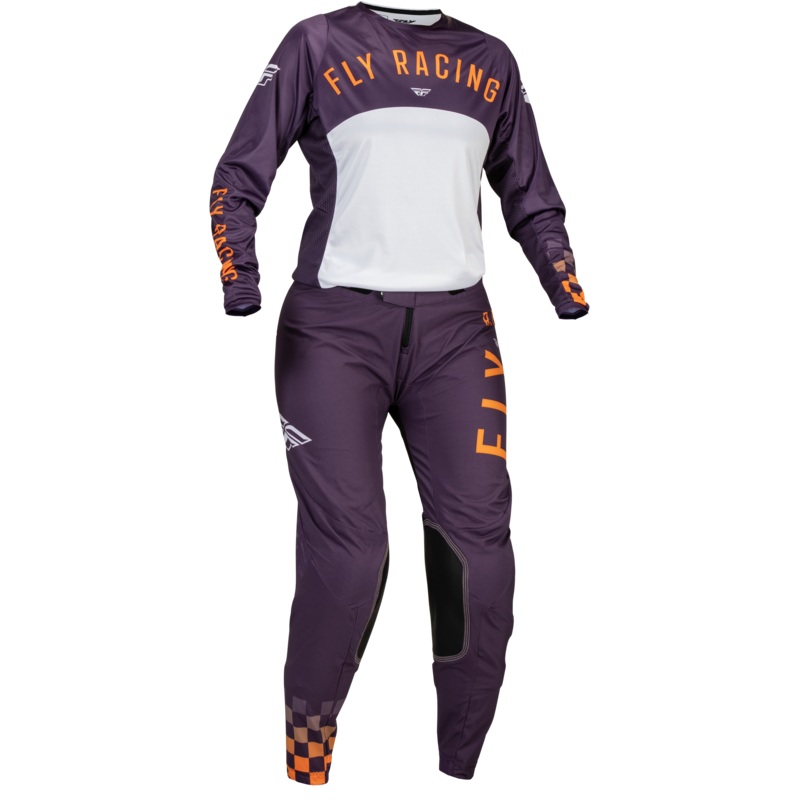 2024 Fly Racing Women’s Lite Deep Purple/White/Neon Coral Grey Gear Combo