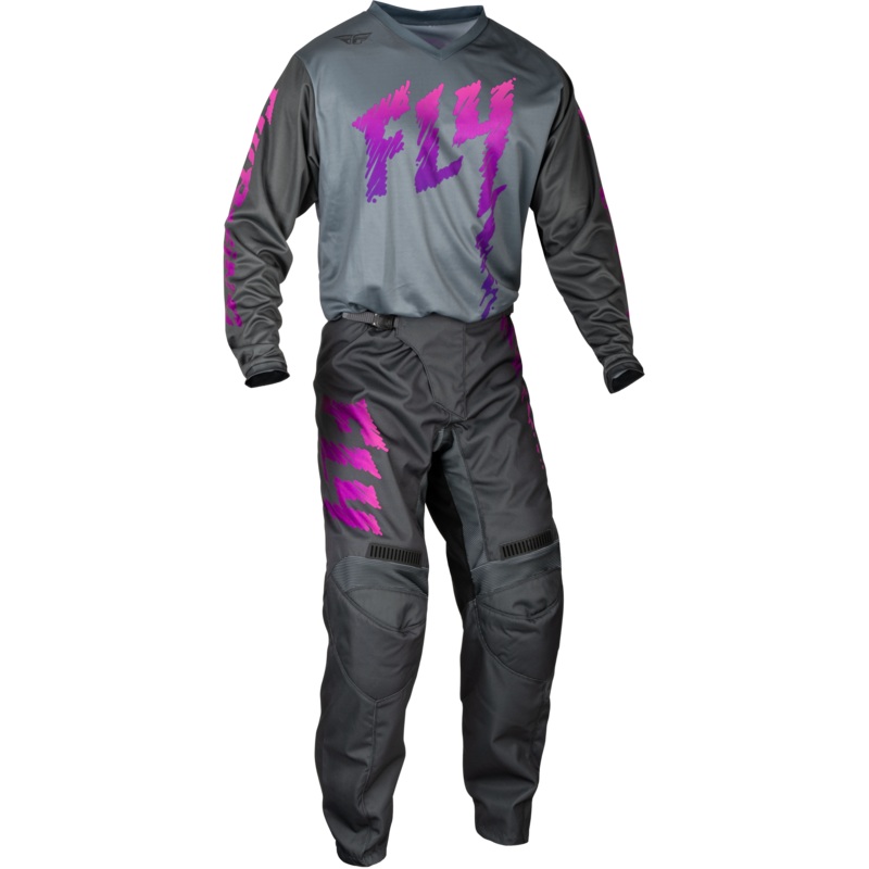 2024 Fly Racing Youth F-16 Grey/Charcoal/Pink Gear Combo