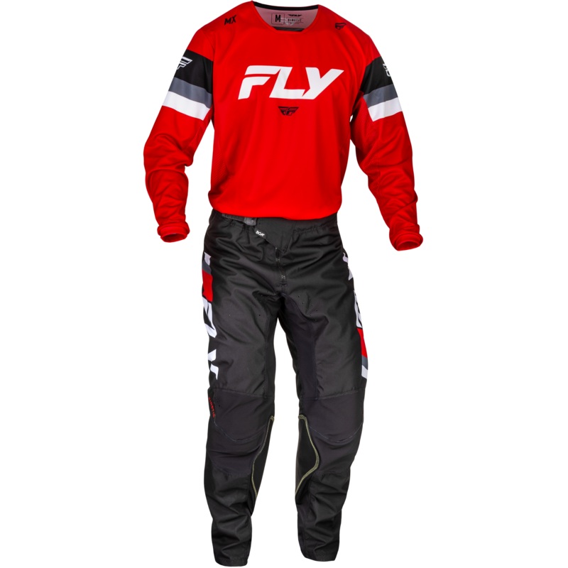 2024 Fly Racing Youth Kinetic Prix Red/Grey/White Gear Combo