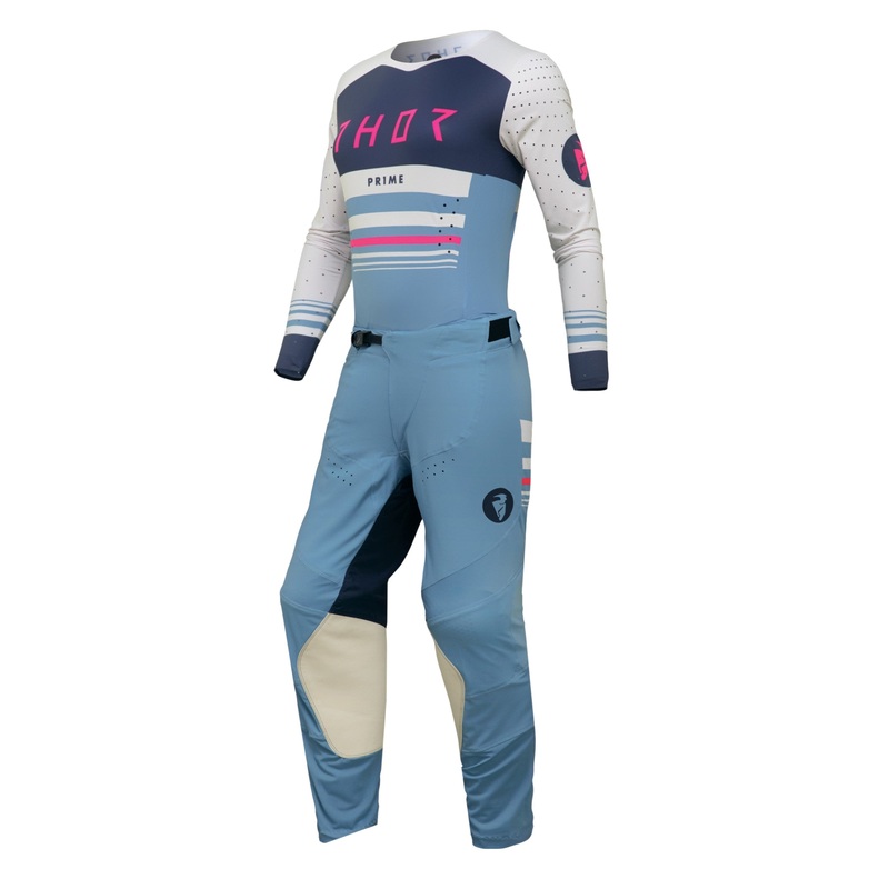 2024 Thor Racing Women’s Prime Blaze Blue Steel/Vintage White Gear Combo