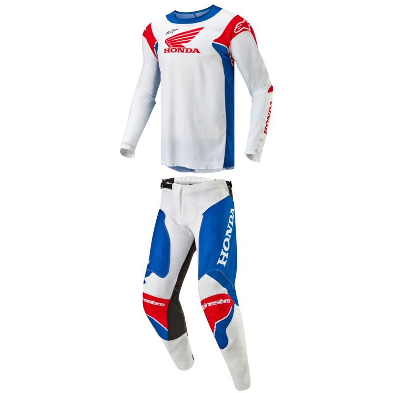 2024 Alpinestars Honda Racer Iconic White/Bright Blue/Bright Red Gear Combo