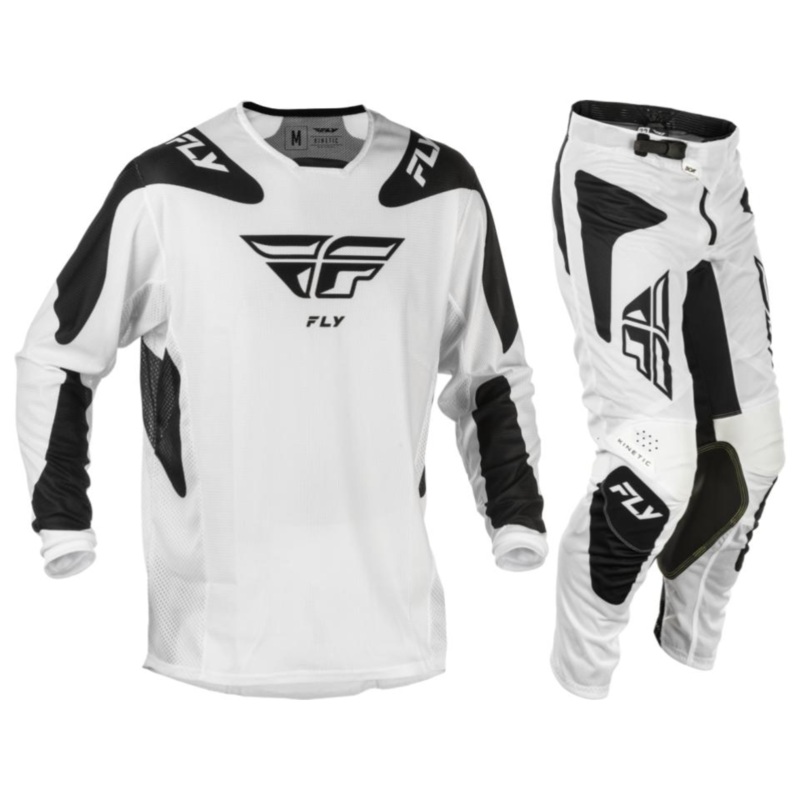 2025.5 Fly Racing Adult Kinetic Mesh Sym White/Black Gear Combo
