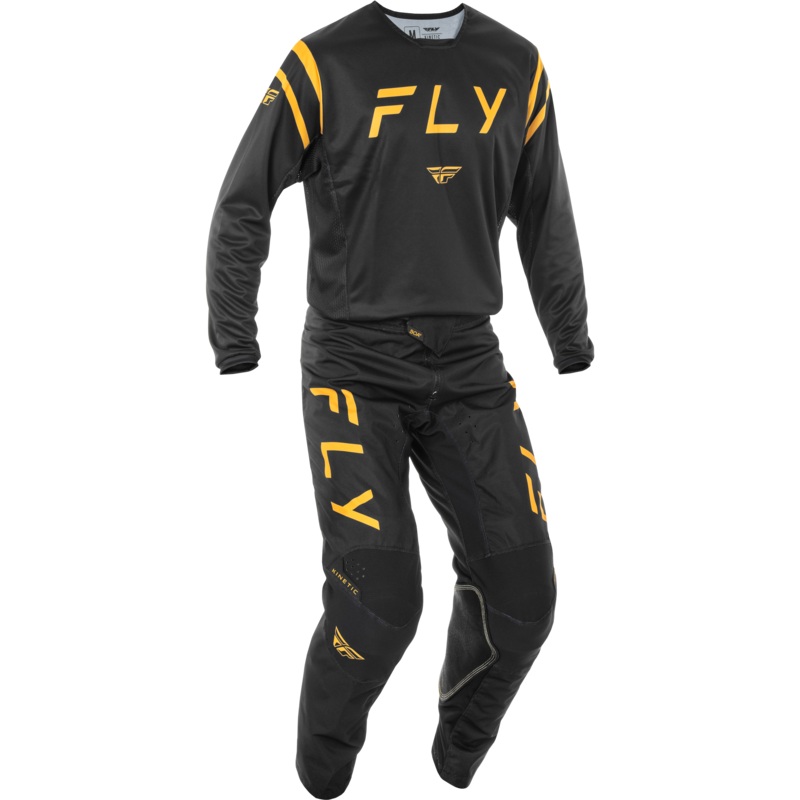 2025 Fly Racing Adult Kinetic Center Black/Gold Gear Combo