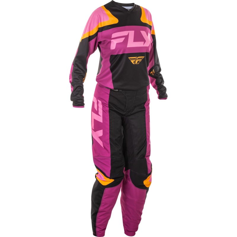 2025 Fly Racing Women’s F-16 Black/Mauve/Yellow Gear Combo