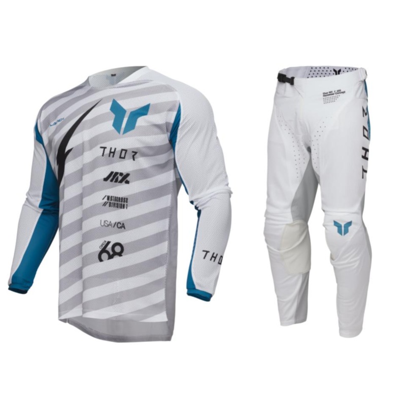 2025 Thor Racing Adult Launchmode Raid Vented White/Gray Gear Combo