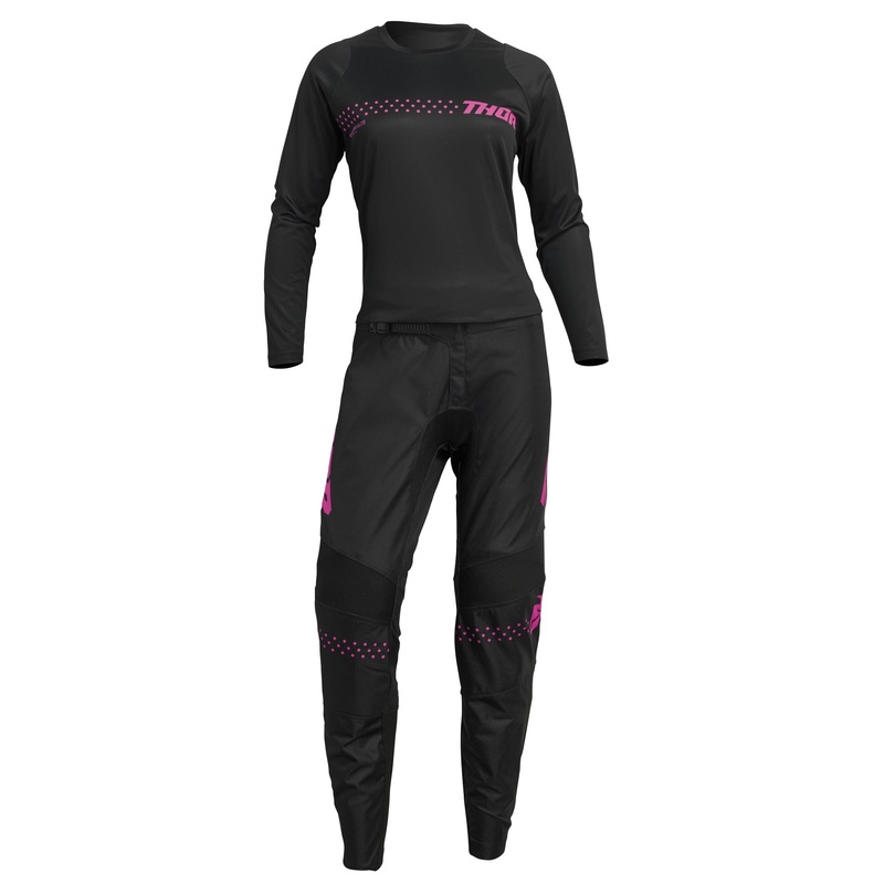 2024 Thor Racing Women’s Minimal Sector Black/Flo Pink Gear Combo