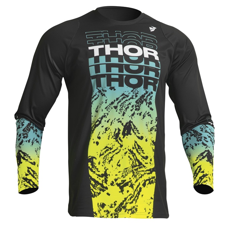 2023 Thor Sector Atlas Jersey|Black/Teal|Acid/Blue|Small|Medium|Large|X-Large|2X-Large|3X-Large|4X-Large