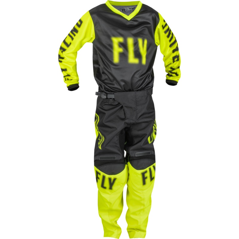 2024 Fly Racing Youth F-16 Black/Hi-Vis Gear Combo