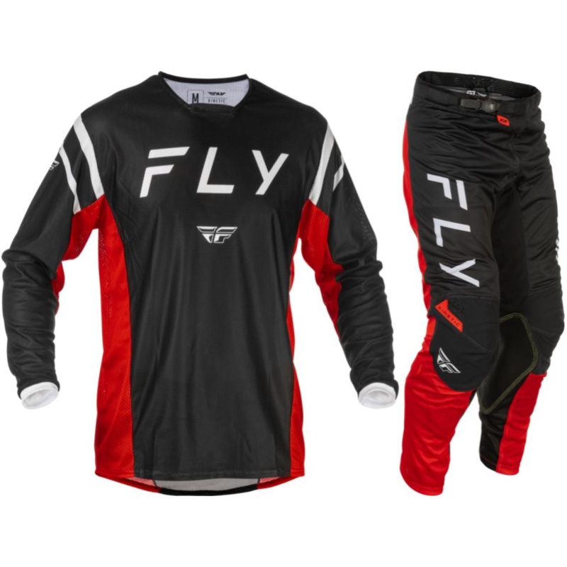 2025.5 Fly Racing Adult Kinetic Mesh Center Black/White/Red Gear Combo