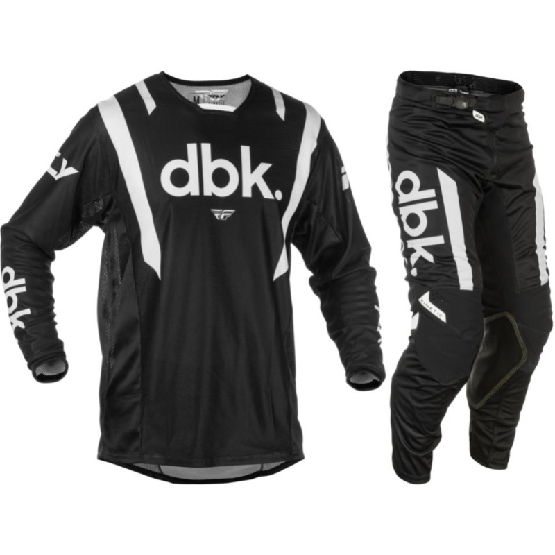 2025.5 Fly Racing Adult Kinetic Mesh DBK Black/White Gear Combo