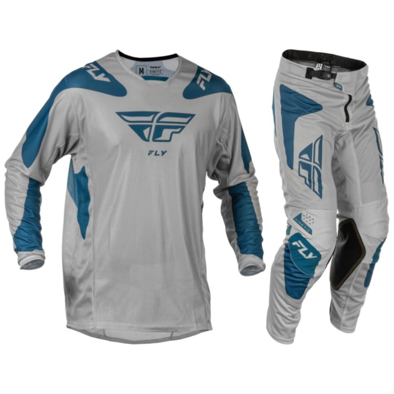 2025.5 Fly Racing Adult Kinetic Mesh Sym Grey/Blue Gear Combo
