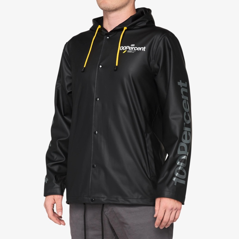 100% Mala Hooded Snap Jacket|Black|Small|Medium|Large|X-Large