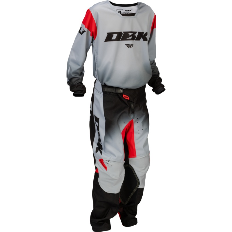 2026 FLY Racing Adult Kinetic DBK Gear Combo – Grey/Black/Red