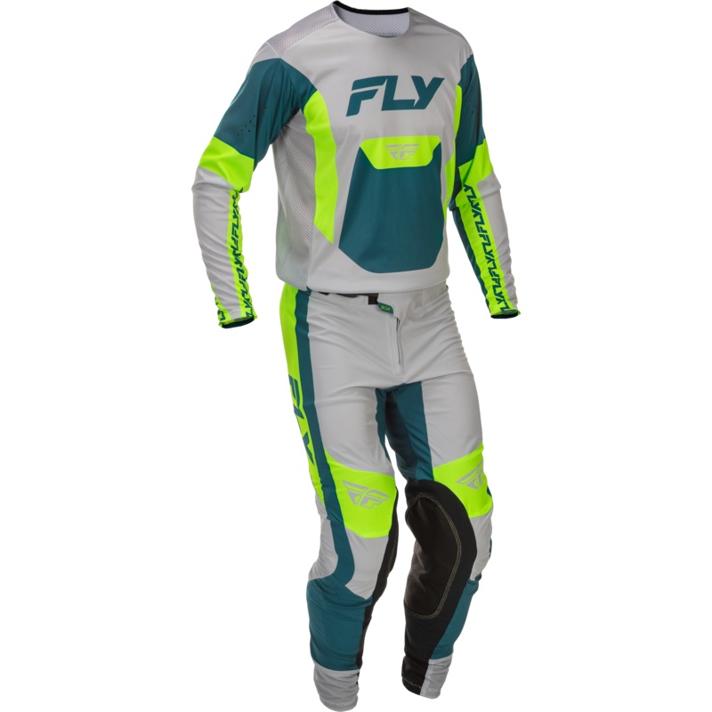 2026 FLY Racing Adult Lite Gear Combo – Grey/Lime/Teal