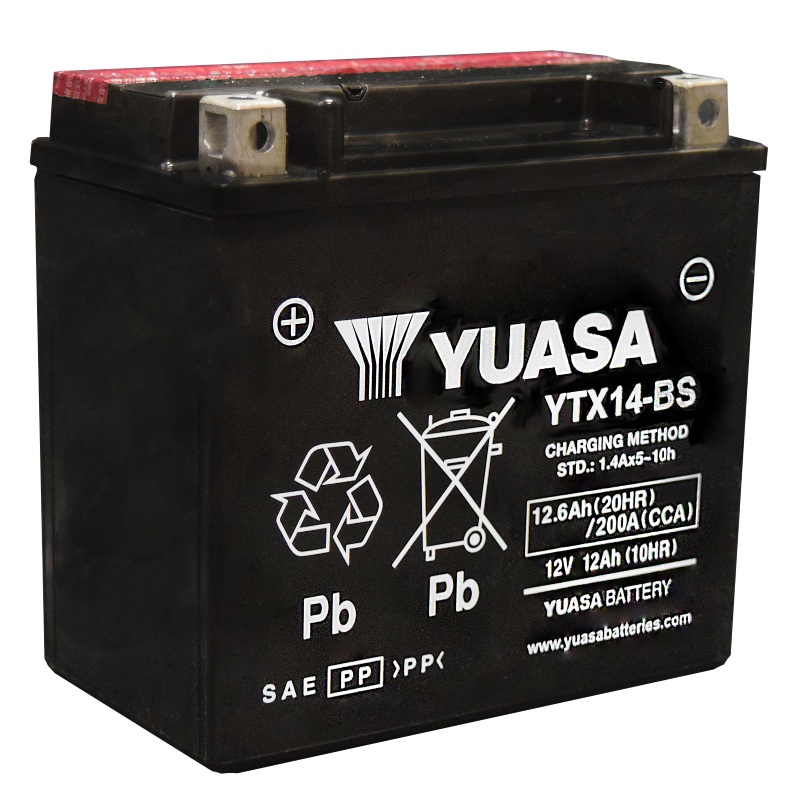 Yuasa Battery YUAM3RH4S – Yuasa YTX14-BS Maintenance Free AGM 12-Volt Battery w/Bottle
