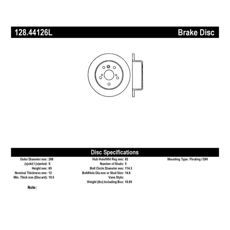 StopTech 128.44126L – Drilled Sport Brake Rotor