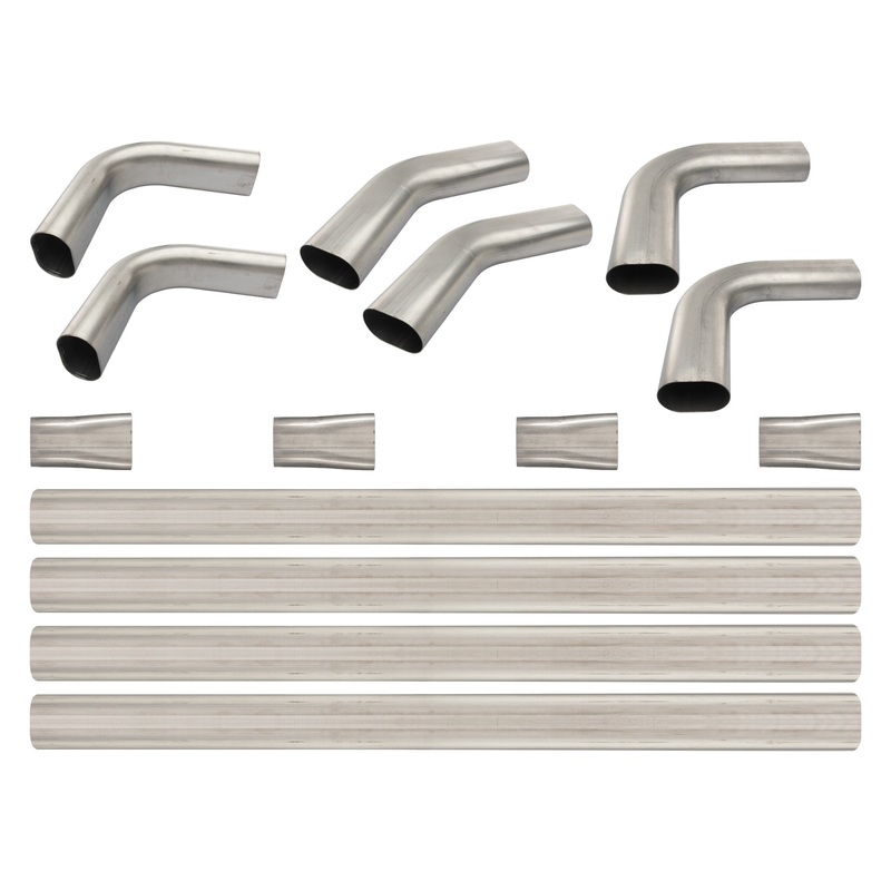 Pypes SVV43 – 3 Inch Oval Exhaust Builders Kit 304 Stainless Steel Low-Profile Ground Clearance  Performance Exhaust