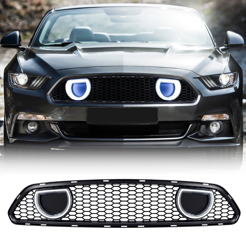 American Modified AMFMCA00615 – Mach 1 Style Upper Grille with LED DRL and Turn Signal – Matte Black –