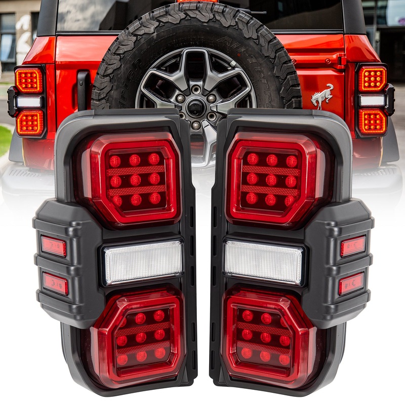 American Modified AMFMEC00202 – Raptor Style LED Tail Lights; Black Housing; Red Lens –