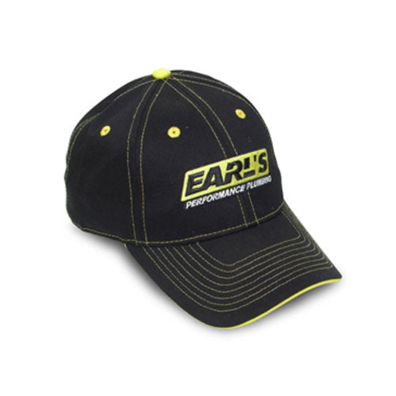 Earl’s Performance 11001ERL – Earls Cap; Black w/Yellow Trim;