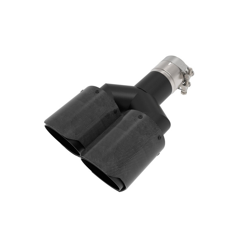 aFe Power 49T25480-C122 – Takeda 2.5in 304 Stainless Steel Clamp-on Exhaust Tip Driver side 2.5in Inlet 4in Dual-Carbon