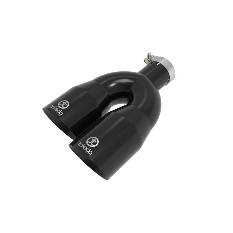 aFe Power 49T25484-B122 – Takeda 2.5in 304 Stainless Steel Clamp-on Exhaust Tip Driver Side 2.5in Inlet 4inDual-Black