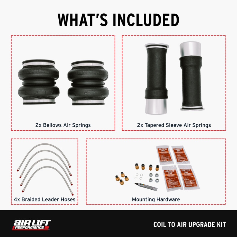 Air Lift 83011 – 14-24 Infiniti Q50 (w/ Ball Lower Mount) Coil to Air Upgrade Kit