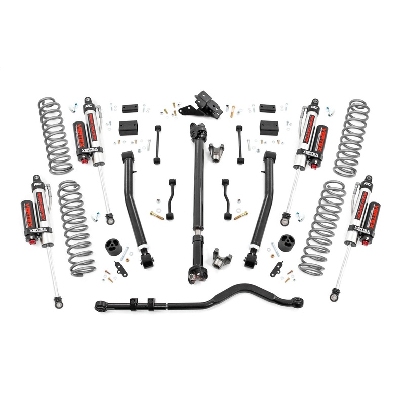 Rough Country 65550 – 3.5 Inch Lift Kit – Adj Lower – FR D/S – Vertex – Jeep Wrangler Unlimited (18-23)