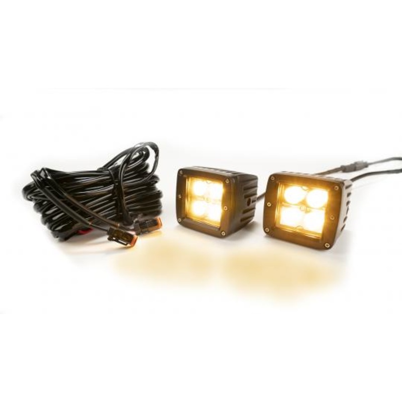 Southern Truck 77911K – 2.0 Inch Square Cube Cree LED Lights Pair Chrome Series White/Amber W/Harness 79903  Lifts