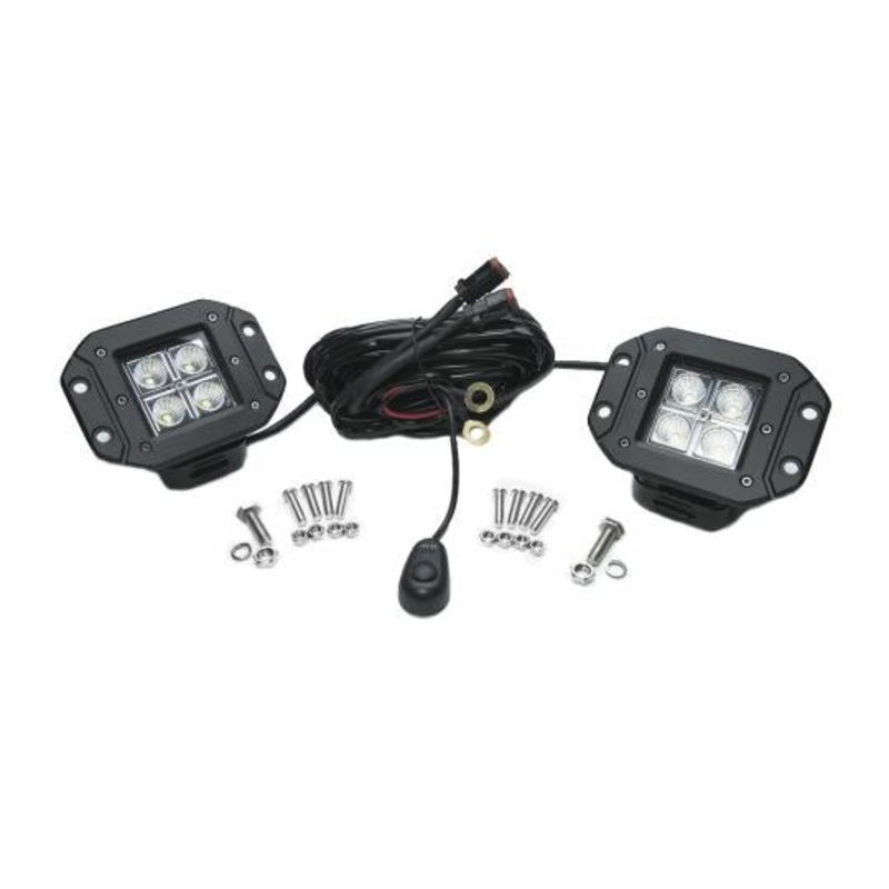 Southern Truck 79910K – 3.0 Inch Square Flush Mount Cree Flood Beam LED Lights Pair Chrome Series W/Harness 79903  Lifts