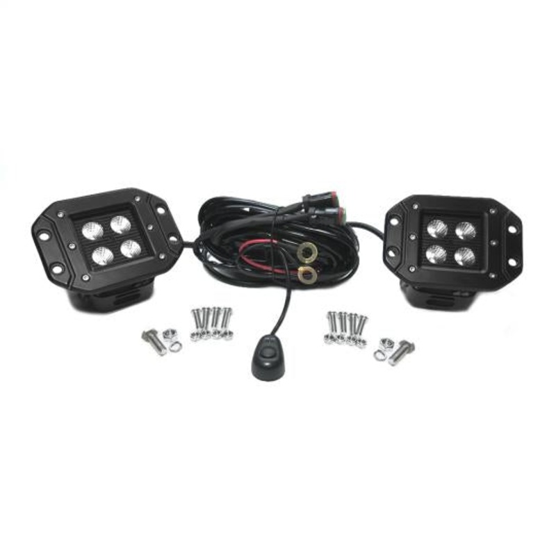 Southern Truck 79915K – 3.0 Inch Square Flush Mount Cree Flood Beam LED Lights Pair Black Series W/Harness 79903  Lifts