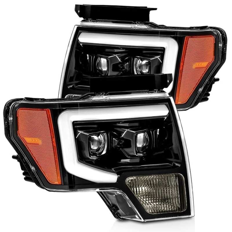 AlphaRex 880116 – 09-14 Ford F-150 PRO-Series Proj Headlights Plank Style Gloss Blk w/Activ Light/Seq Signal