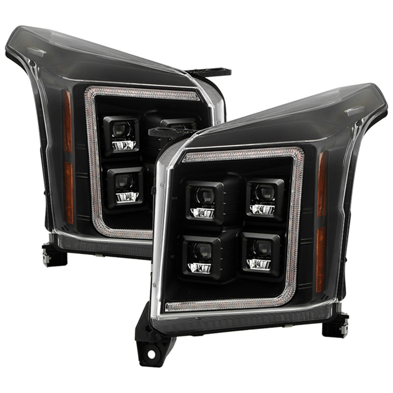 Spyder 5088741 – Auto GMC Yukon 2015 – 2020 Factory Halogen Model And HID Model High-Power LED Module Equipped Headlights – Greeting Light Animation Show – LED Crystal Light Bar Parking Lights – Sequential LED Switchback Turn Signal Lights –